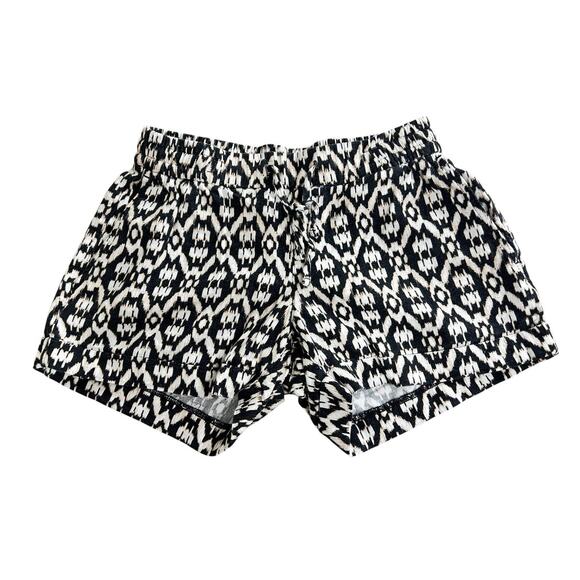 Old Navy Mid-Rise Linen Blend Shorts Sz XS Neutral Ikat 4" Inseam Draw String - Picture 2 of 6